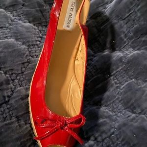 Red Patent leather Steve Madden 2 1/2 inch wedges $19 or best offer.